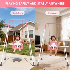 3-in-1 Toddler Swing Set, Baby Swing with Safety Belt, Pink White