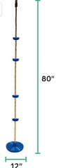 Tree Swing for Kids – Single Disc Seat and Rainbow Climbing Rope Set W/Carabiner
