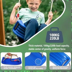 Plastic Swing Seat, Heavy Duty Tree Swing Set Non Slip Playground Swing Blue