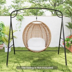 Metal Swing Frame, Porch Swing Stand with Extra Side Bars, 3-Ring Design, Heavy
