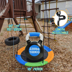 43 In. Saucer Swing with Textilene Fabric Seat, Waterproof Uv-Resistant, 360° Sw