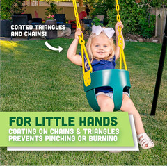 KIDS TODDLERS SWING Outdoor High Back Plastic Coated Chains Green