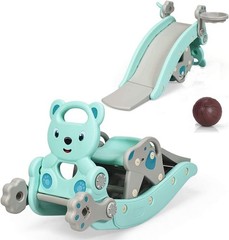 Versatile 5 in 1 Kids Slide with Basketball Hoop & Detachable Stool
