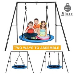 Trekassy 440lb Heavy Duty Metal A-Frame Kids Swing Set with Saucer Swing Outdoor