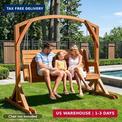 SUNCREAT Heavy Duty Wooden Swing Frame, Stable Frame Porch Swing Bench Stand for