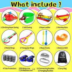 Ninja Warrior Obstacle Course for Kids – 12 Accessories & Slackline Set