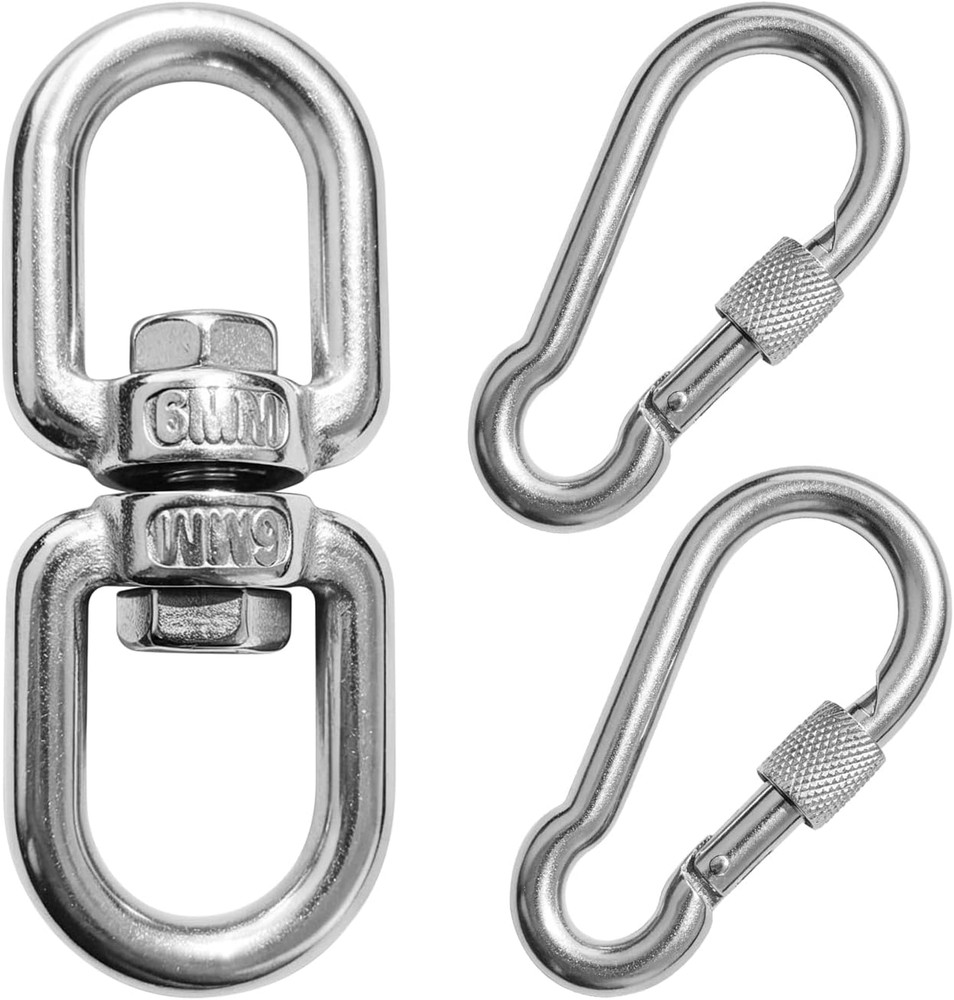 Swivel Ring Double Ended Hook, Heavy Duty Stainless Steel, 1000 lbs Load, Indoor
