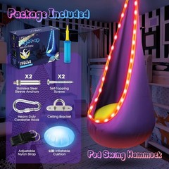 Delightful Kids Pod Swing with 16 Colors Remote | Soft Cotton & Safety Design