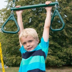 WOODEN SWING-SET PLAYGROUND SET W/ 2 WAVE SLIDES ROCK WALL TIC TAC TOE, CHILDREN