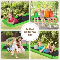 Goplus 700lbs Giant 60″ Platform Tree Swing Outdoor w/ 2 Hanging Strap Green