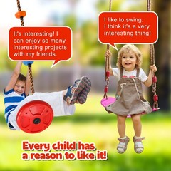 Ninja Warrior Obstacle Course Kids Outdoor Slackline Set w/ Swings & Ladder