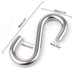 FDKJEJC 2 Pack 3.3-Inch Heavy Duty S Hooks, 304 Stainless Steel Swing Hammock…