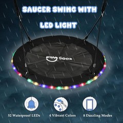 Versatile 900lbs Flying Saucer Swing with LED Light – Indoor & Outdoor Adventure