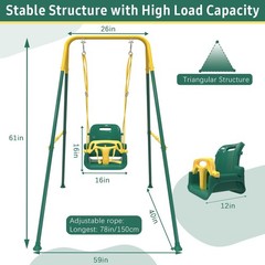 2 in 1 Toddler Swing & Baby Jumper, Foldable Baby Swing Outdoor & Indoor Use,…
