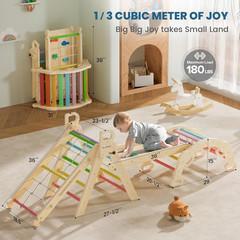 2024 8-In-1 Pikler Triangle Climbing Set Toddler Toys Indoor Baby Jungle Gym Cli
