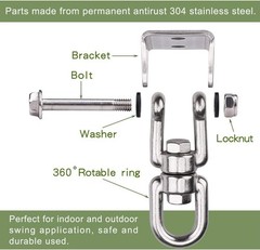 2 Pack Heavy Duty 360° Swivel Swing Hanger, Stainless Steel Swing Hook for Ce…