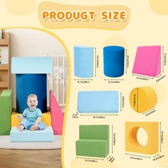 Toddler Climbing Toys Indoor, 7-Piece Colourful Foam Climbing Blocks, Soft Pl…