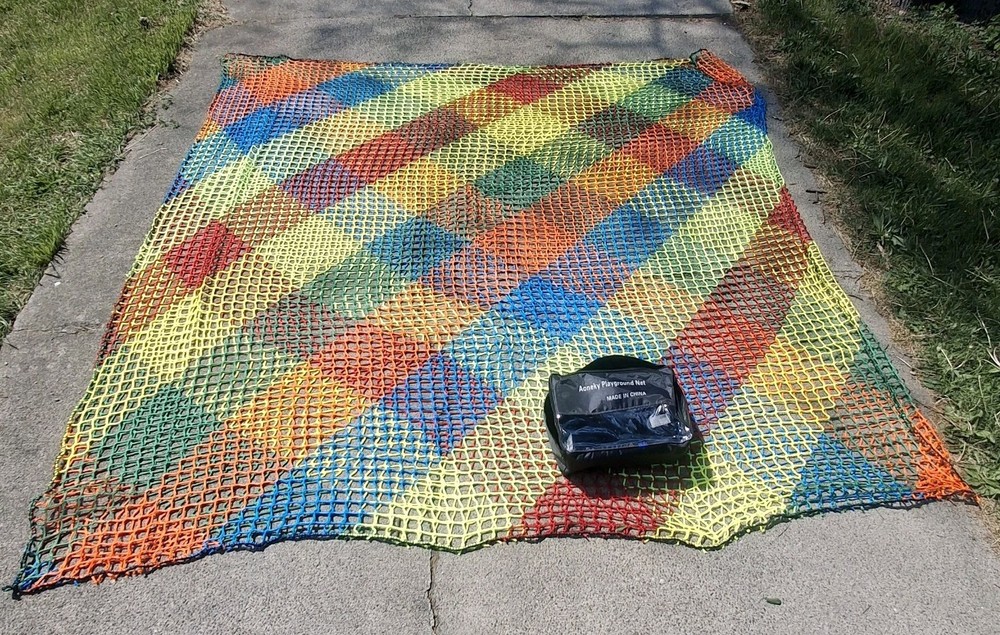 AONEKY Playground Net 9′ x 9′ Multicolor Kids Climbing Cargo Net Double Layer