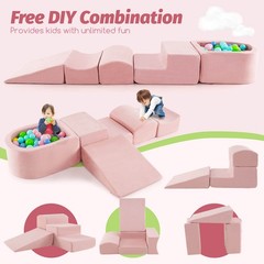 5PCS Climb and Crawl Playset with Ball Pit for Kids Zippers for Playroom