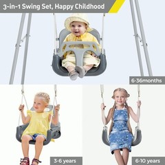 Columpio 3 en 1 para bebés con soporte de metal plegable para niños pequeños NEW