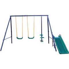 11.5×6FT Kids Toddler Children Outdoor Sport Metal Swing Set w Slide Glider