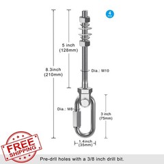 Dolibest M10X5”-4PCS Swing Hanger Bolts