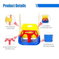 3-in-1 Convertible Kids Swing Seat with Detachable High-Back Support, Navy