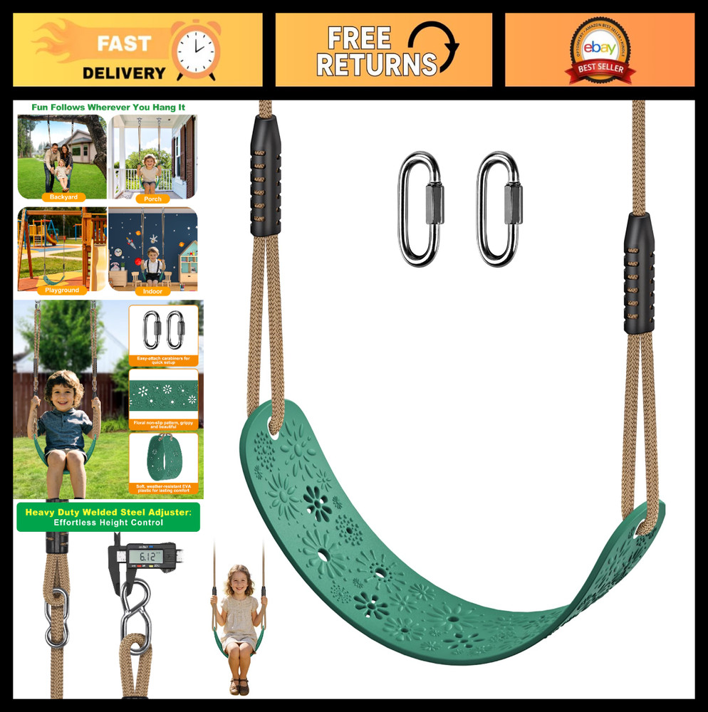 Kids Swing Seat with Adjustable Rope – Indoor/Outdoor Swing Set Accessory, 500 l