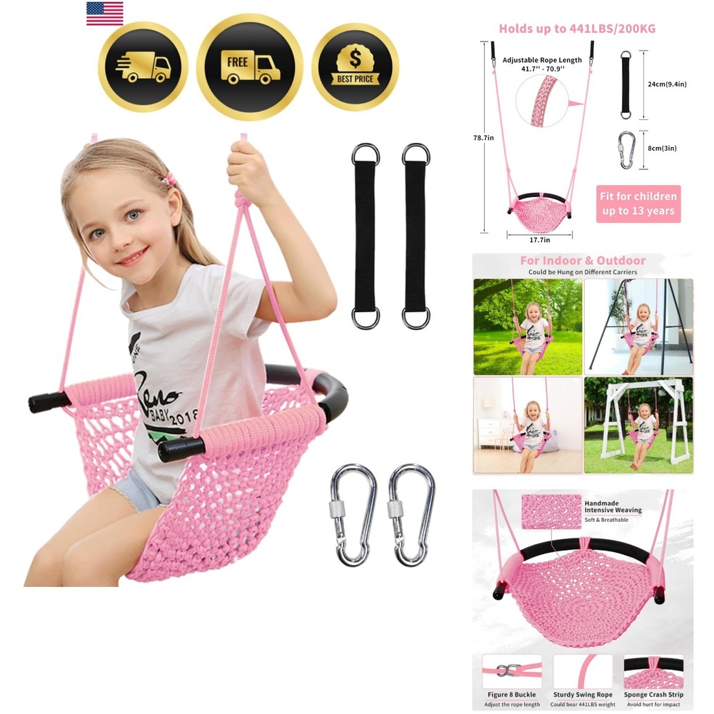 Tree Swing for Kids, Adjustable Toddler Rope Swing Seat with Snap Hooks and S…