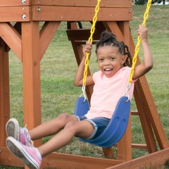 WOODEN SWING-SET PLAYGROUND SET W/ 2 WAVE SLIDES ROCK WALL TIC TAC TOE, CHILDREN