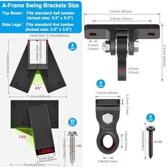 A: 4 Black Base Bracket +2 Black Frame Bracket + 4 Swing Hanger +2 Swing Seat