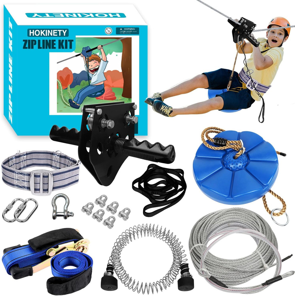 Zip Line Kit for Kids Adults : 100FT / 120FT / 150FT / 200FT up to 380Lbs – Quic