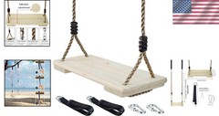 Family-Friendly Height Adjustable Wooden Swing with Accessories – Backyard Fun