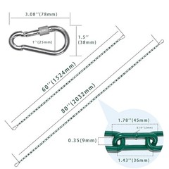 2 Swing Chains Heavy Duty (63″) Fully Plastic Coated with 4 63inch-2Pack Green