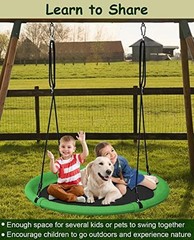 40 Inch Saucer Tree Swing Set for Kids & Adults, Adjustable Swing 40 inch Green