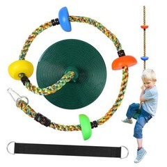 Tree Swing for Kids,Heavy Duty Single Disc Seat Climbing Rope Set Green Swing
