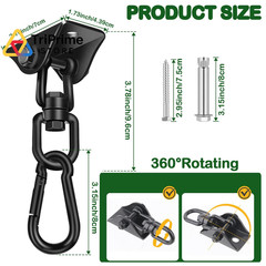 Hammock Hanging Kit 2 Pack, Porch Swing 1200 Lb Medium, Black