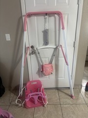 Yozoia 2-in-1 Toddler Baby Swing Set, Indoor/Outdoor Pink w/ Baby Seat