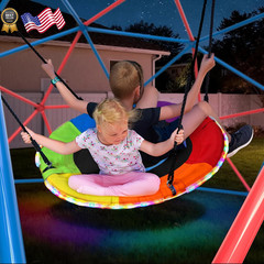 Climbing Dome Swing Set LED Saucer 800lb Jungle Gym Outdoor 3-8 8-12