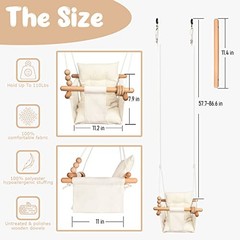 Baby Swing Outdoor Indoor Toddler Swing Seat with Safety Belt, Cream Checkered