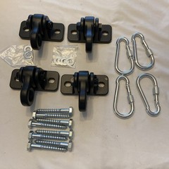 Durable Porch Swing Hangers Kit with Screws & Snap Hooks – 4 Pack Black