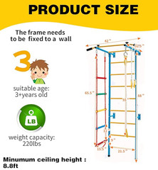 Indoor Climbing Jungle Gym for Toddlers 3 and older, multi color
