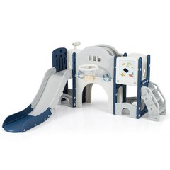 10 in 1 Toddler Slide Set w/Magnetic Whiteboard, Telescope Ring Toss for Ages 3+