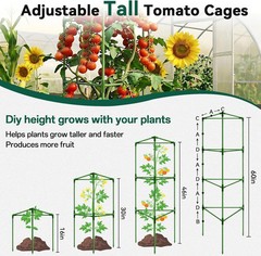 Halatool 6 Pack Tomato Cages for Graden 60 Inch, Adjustable Metal Tall Heavy Dut