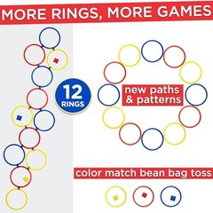 Hopscotch Rings, 12 x 11 Inch Rings & 3 Bean Bags, Play Hopscotch Outdoor &