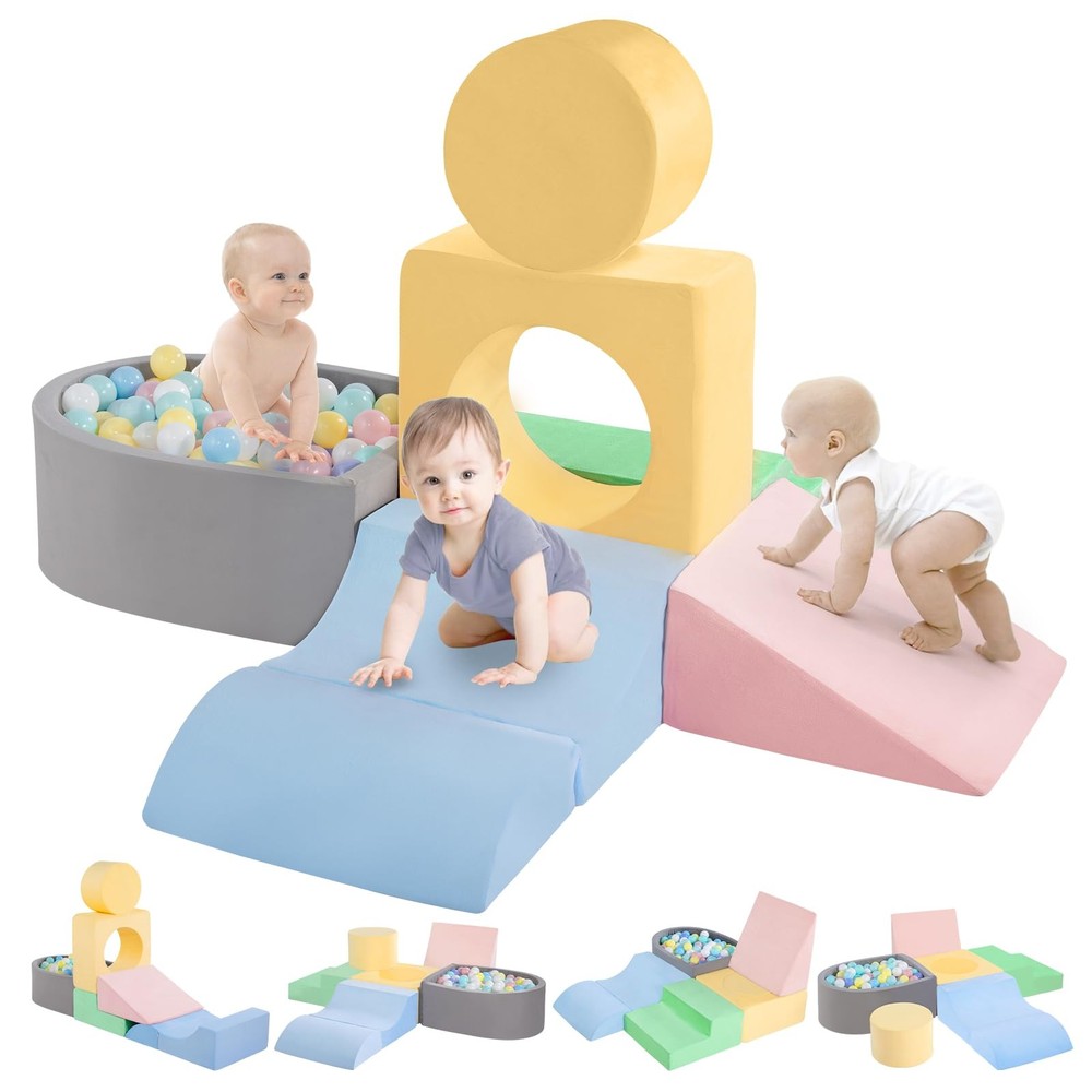 CAMELUS Climbing Toys for 1 Year Old, Foam Baby Climbing Blocks with Ball Pit…