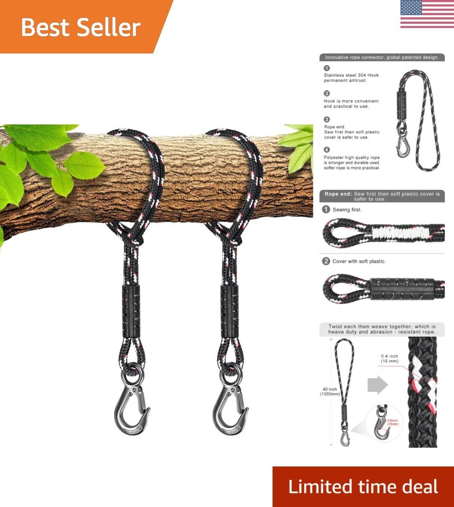 Versatile 39 Inch Tree Swing Ropes with Hooks – Heavy Duty, Indoor/Outdoor Setup