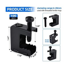 100pcs Spring Steel Beam Clamps 1/4″-20 Metal Beam Hangers Bolt on Clamp for …