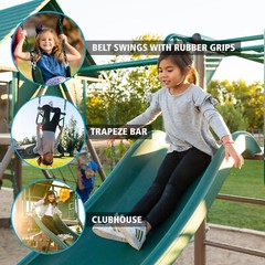 New Lifetime Big Stuff Deluxe Swing Set + 2 Slides, Monkey Bars Outdoor Kids Fun