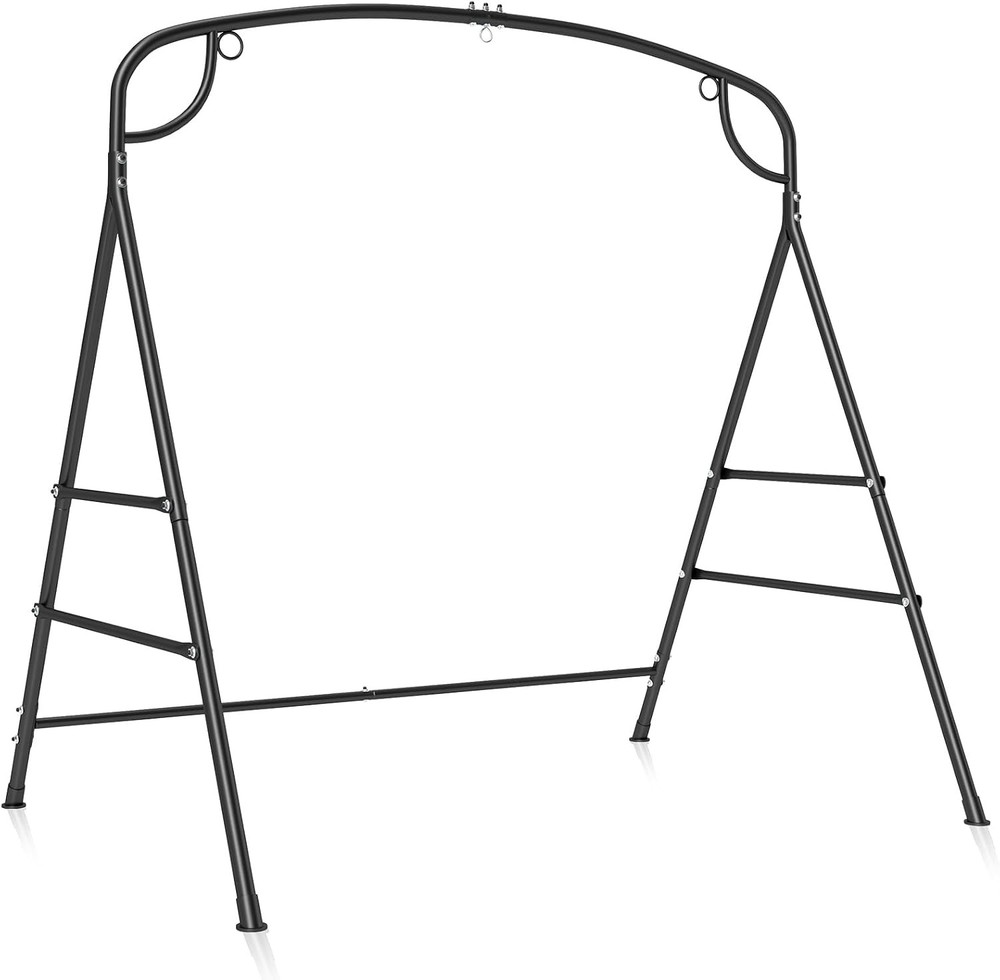 Metal Swing Frame, Porch Swing Stand with Extra Side Bars, 3-Ring Design, Heavy